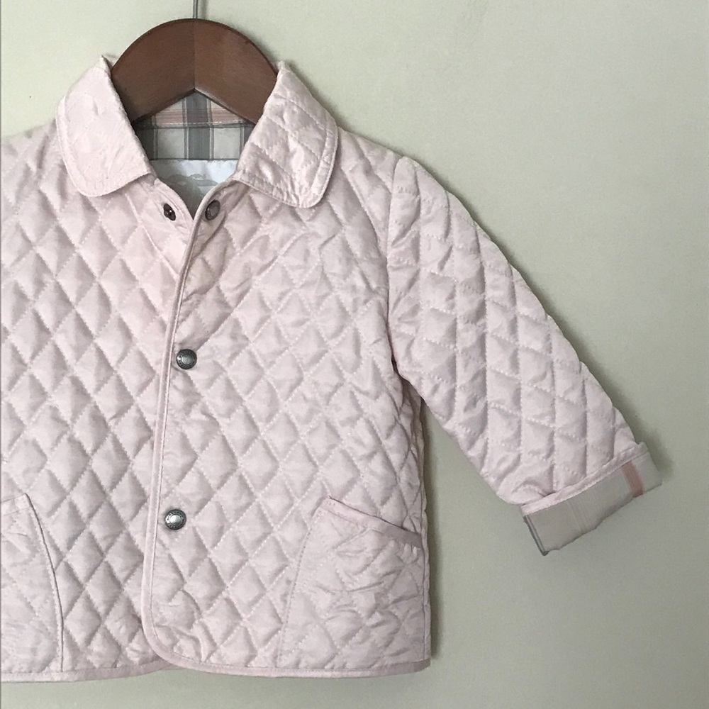 Burberry Sz 9mo children baby quilted pink jacket